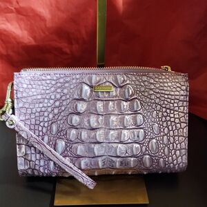 Brahmin Lavender Crocodile Embossed Lg Wristlet/Clutch